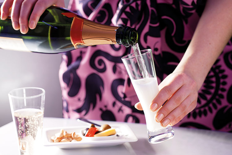 Champagne on board an Air New Zealand flight