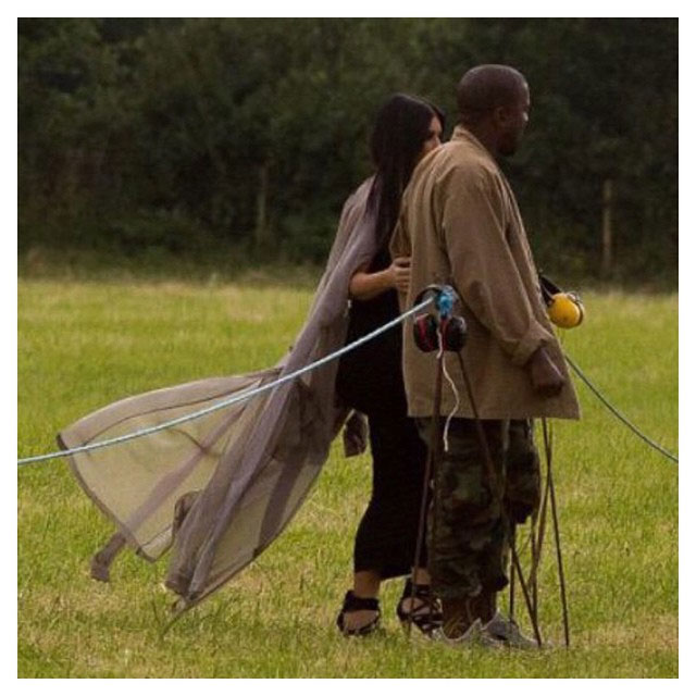 Kim and Kanye arrive at Worthy Farm