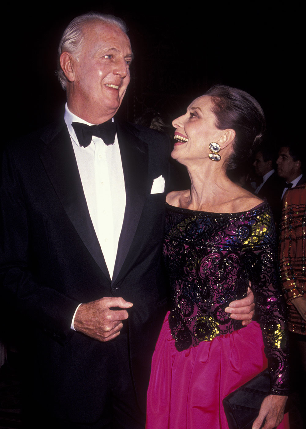 Audrey and Givenchy attend the Eighth Annual Night of Stars Fashion Gala at the Waldorf Hotel in New York City, 1991.