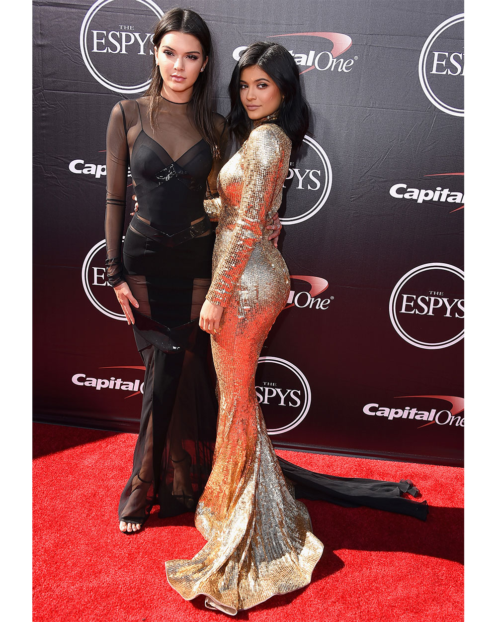 Kendall and Kylie Jenner at the ESPYS wearing Alexandre Vaulthier (Kendall) and Shady Zeineldine (Kylie). Photo / Getty Images