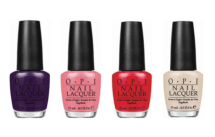 OPI's new limited edition collection includes L-R A Grape Affair, Sorry I'm Fizzy Today, Coca Cola Red and You're So Vain-illa