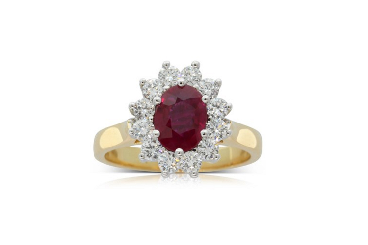 18ct yellow gold ruby & diamond ring from Walker & Hall