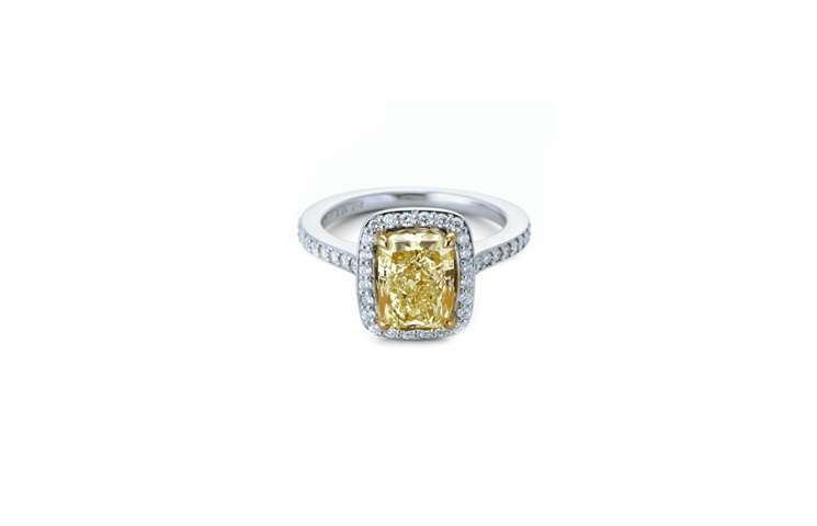 Culet Incendie fancy yellow radiant cut diamond ring, culet.co.nz