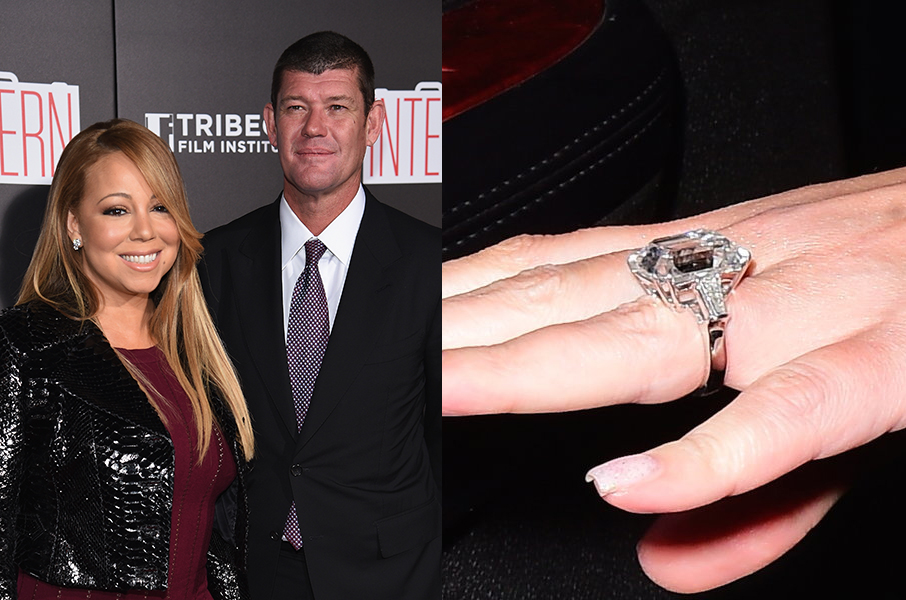 Trust Mariah Carey to outdo the queen of bling Elizabeth Taylor! The 35-carat diamond and platinum ring given to Ms Carey by her billionaire fiance James Packer exceeds the striking 33-carat dazzler that Elizabeth Taylor wore and is said to be the size of Kim Kardashian West’s and Beyoncé’s engagement rings combined! Photo / Getty Images