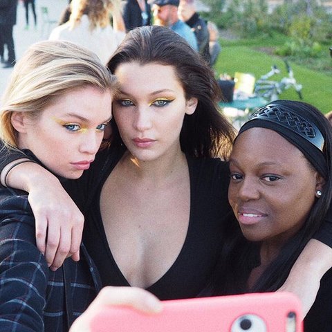 Stella Maxwell, Bella Hadid and Pat McGrath. Photo / Instagram @patmcgrathreal