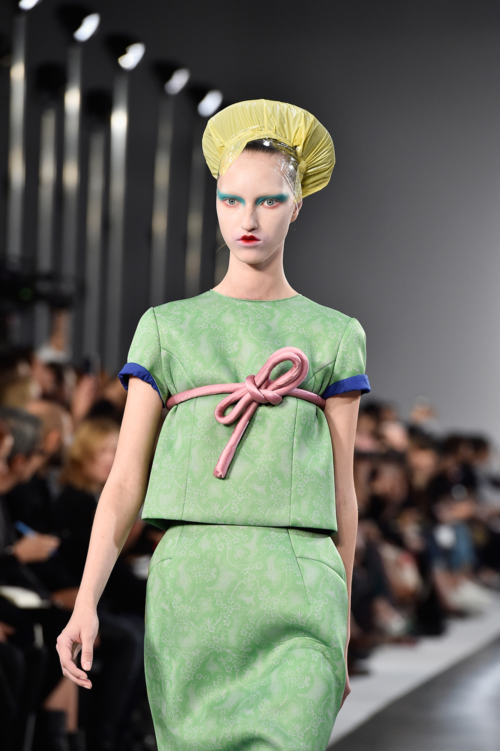 Galliano's take on shower caps at Maison Margiela. Photo / Getty Images