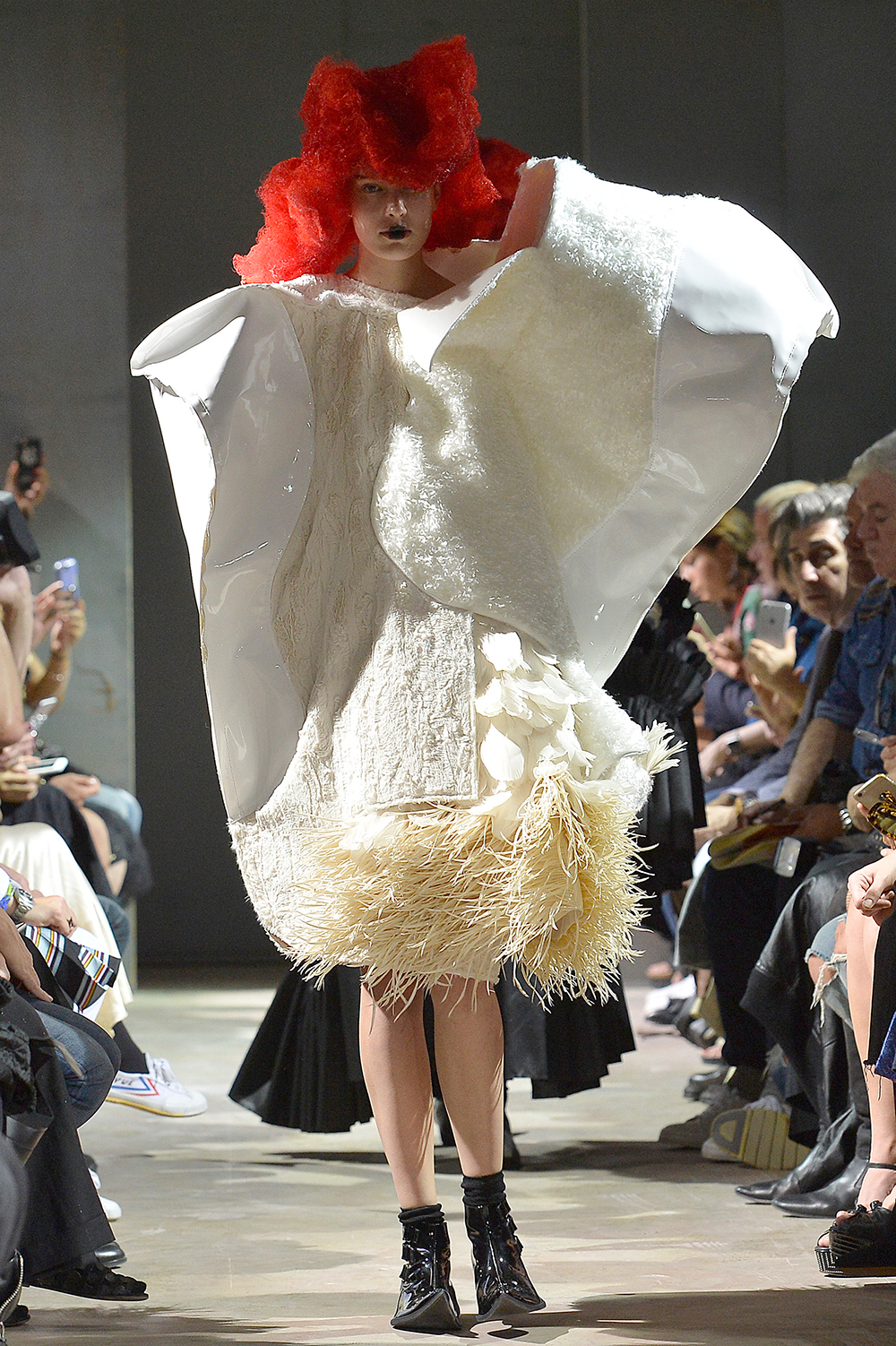 Extravagant wigs and fabrics at Comme Des Garçons.