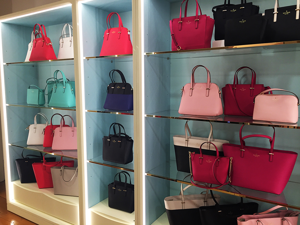 A selection of handbags at the Kate Spade boutique