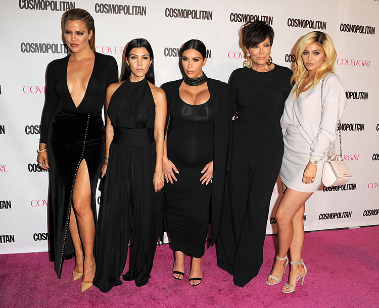 Khloe Kardashian and family including Kris Jenner, Kourtney Kardashian, Kim Kardashian, Kris Jenner and Kylie Jenner attend the Cosmopolitan 50th anniversary party