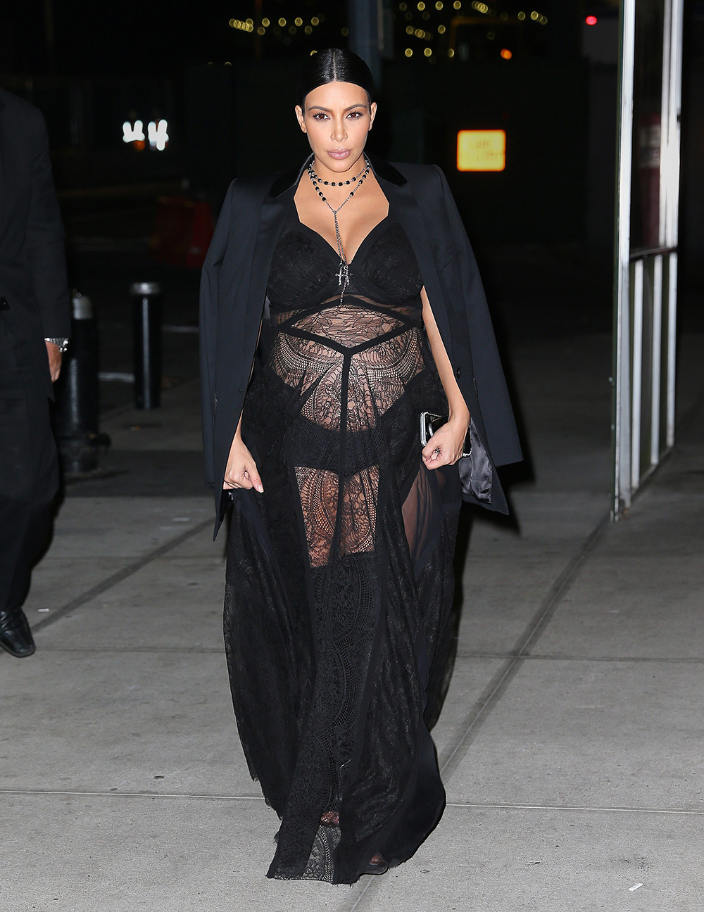 SEPTEMBER 11, 2015: Kim wears lace Givenchy to attend the Spring 2016 show at New York Fashion Week. Photo / Getty Images