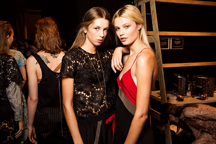 Backstage at Kate Sylvester's Romeo 4 Juliet show at Mercedes-Benz Fashion Week Australia