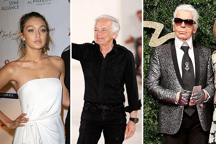 Gigi Hadid, Ralph Lauren and Karl Lagerfeld were all born with different monikers. Photos / Getty Images