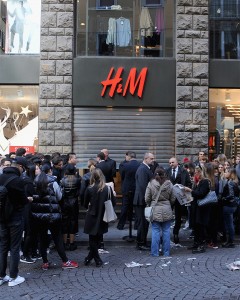 Crowds line up outside H&M for the Balmain x H&M collection launch