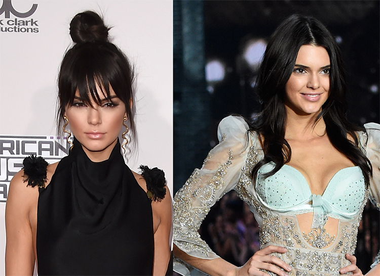 Kendall Jenner at the American Music Awards (left) and earlier this month, at the Victoria's Secret Fashion Show
