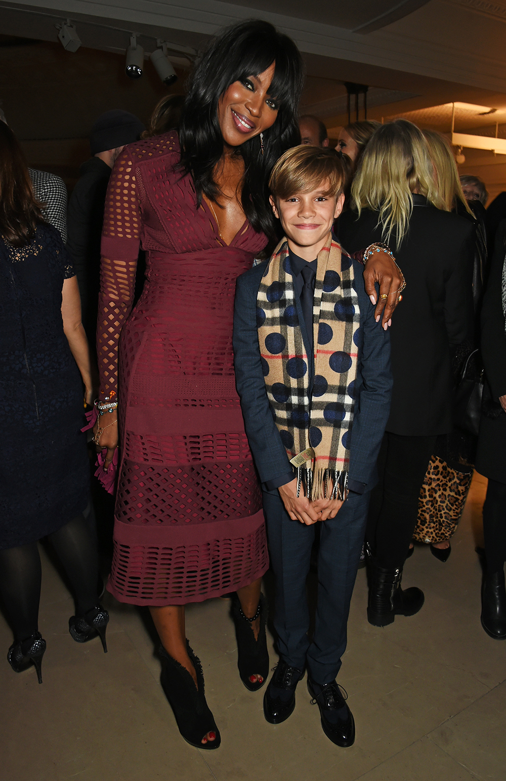 Naomi Campbell and Romeo Beckham at the Burberry festive film premiere.