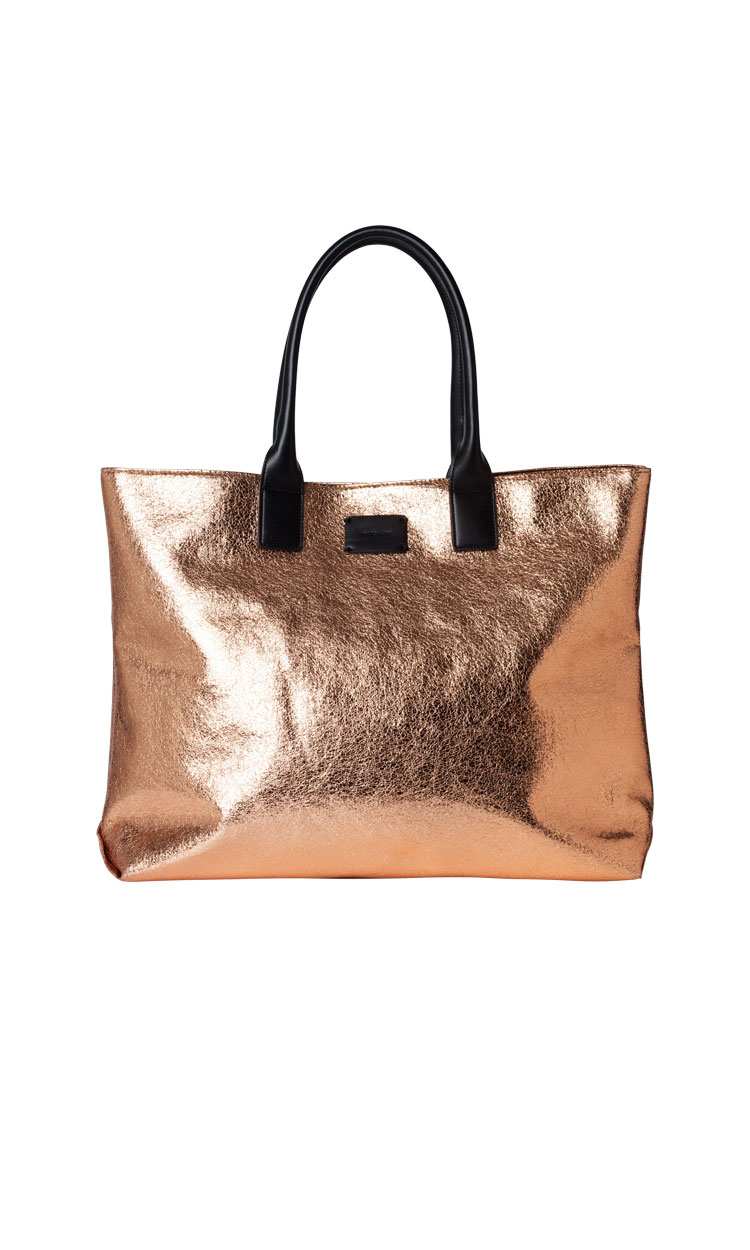 Rose gold tote, $100, Witchery.
