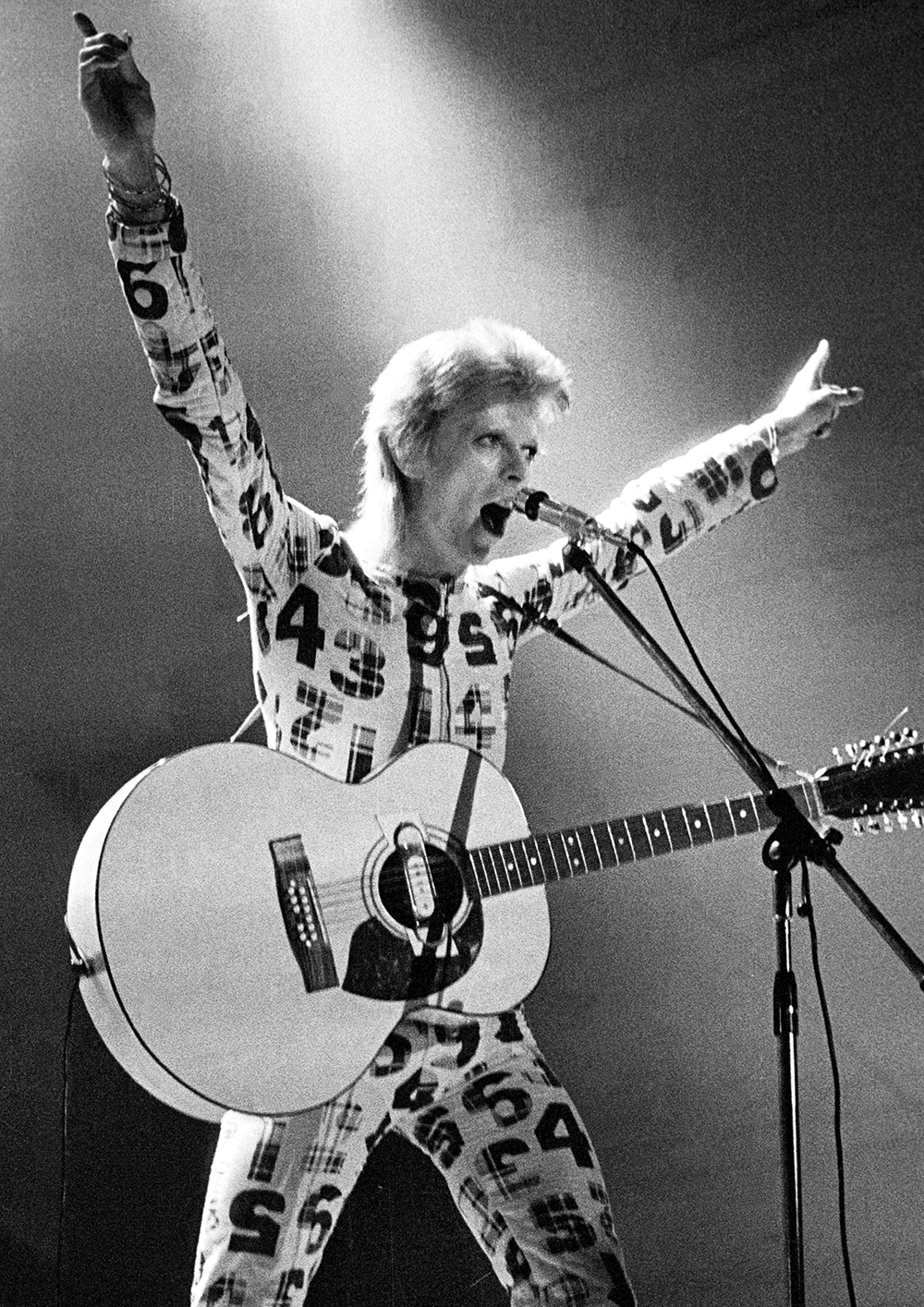 As Ziggy Stardust, this time at Newcastle City Hall in 1973.