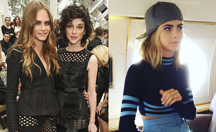 23-year-old model and actress Cara Delevingne is doing nothing to squash rumours she is engaged to her girlfriend St Vincent, real name Annie Clark. The British it girl has been spotted with a huge ring on her left hand - now onto the dress, we're thinking Chanel?
