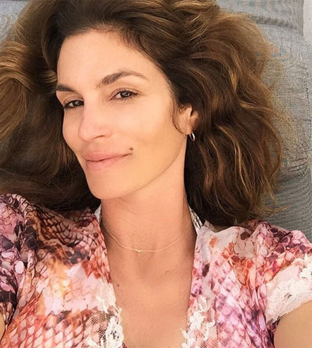 Cindy posted this makeup-free picture of herself to Instagram on her 50th birthday, captioning the image 'First day at 50.'