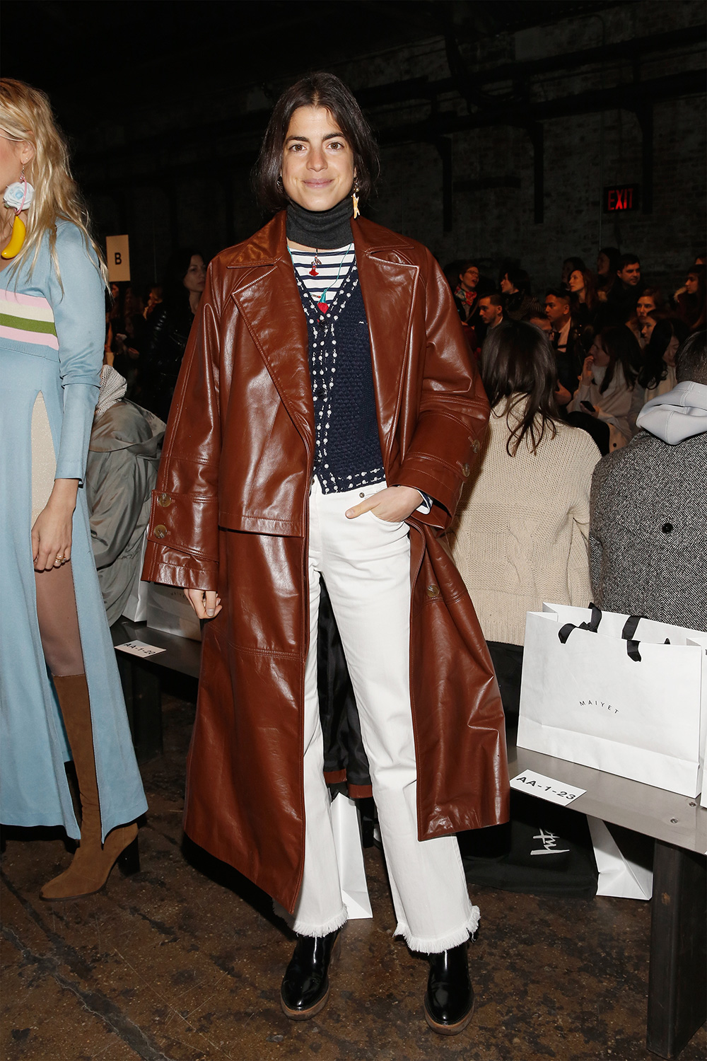 Manrepeller Leandra Medine attends the Maiyet fashion show during Fall 2016 New York Fashion Week.