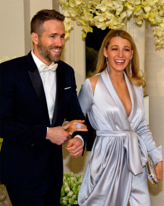 Blake Lively with husband Ryan Reynolds attend a state dinner at the White House.