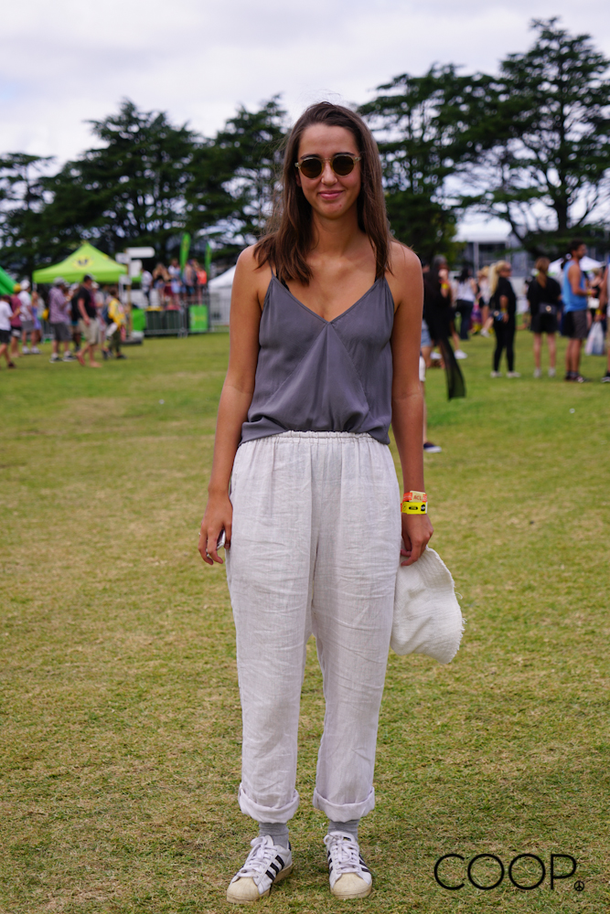 Brooke wears Miss Crabb cami and linen trousers from Italy.