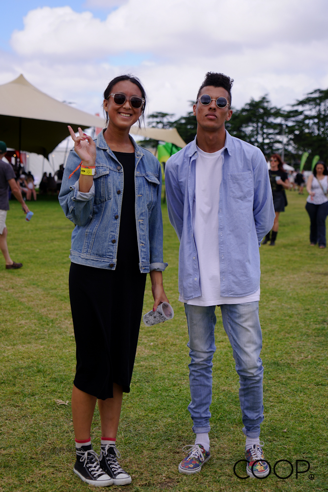 Michaela wears Bassike dress and Converse sneakers. Stanton wears AS colour shirt and t-shirt, Just Jeans jeans and Vans.