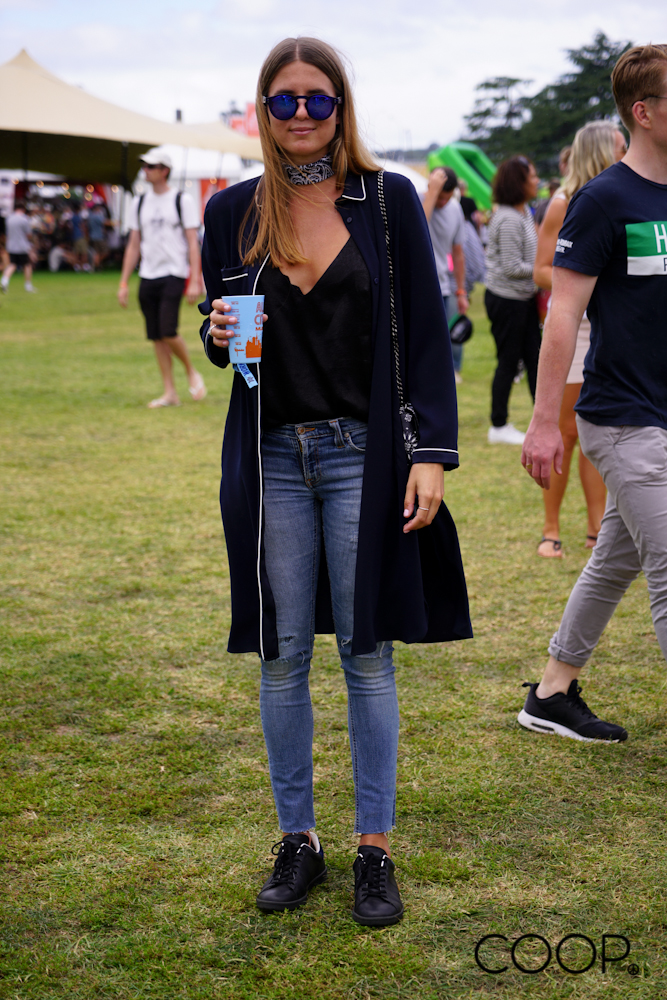 Laice wears Zara cami and jacket, Nudie jeans and Isabel Marant sneakers.