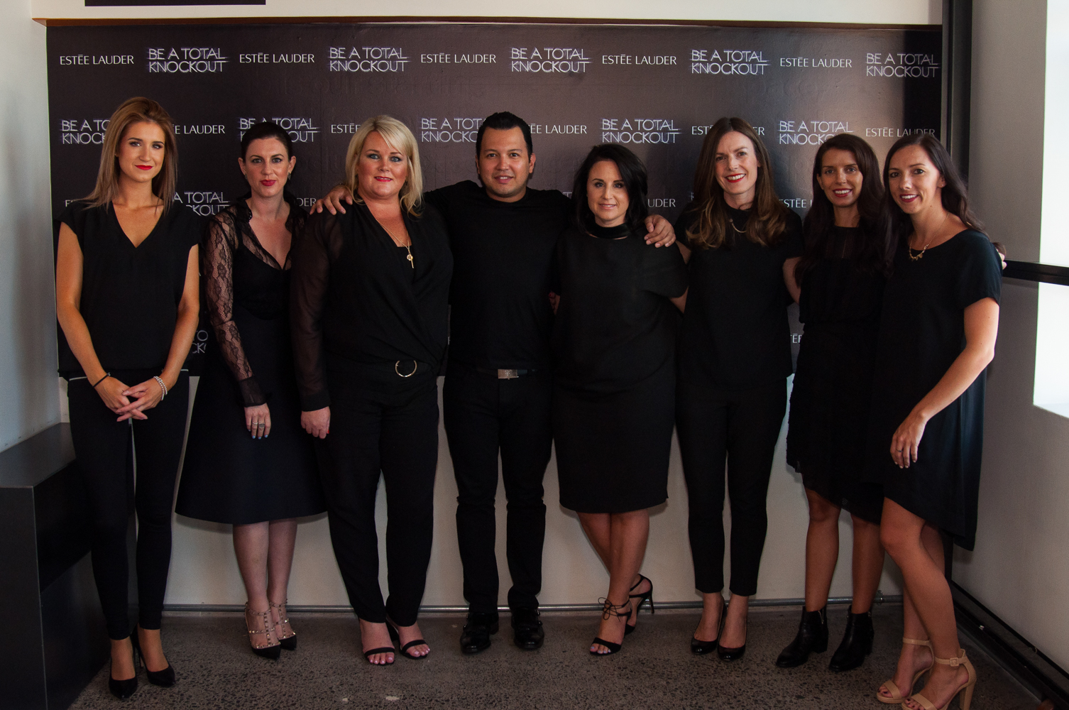 The Estée Lauder team with Victor Henao (center) and Fashion Quaterly editor Sally-Ann Mullin (second left).