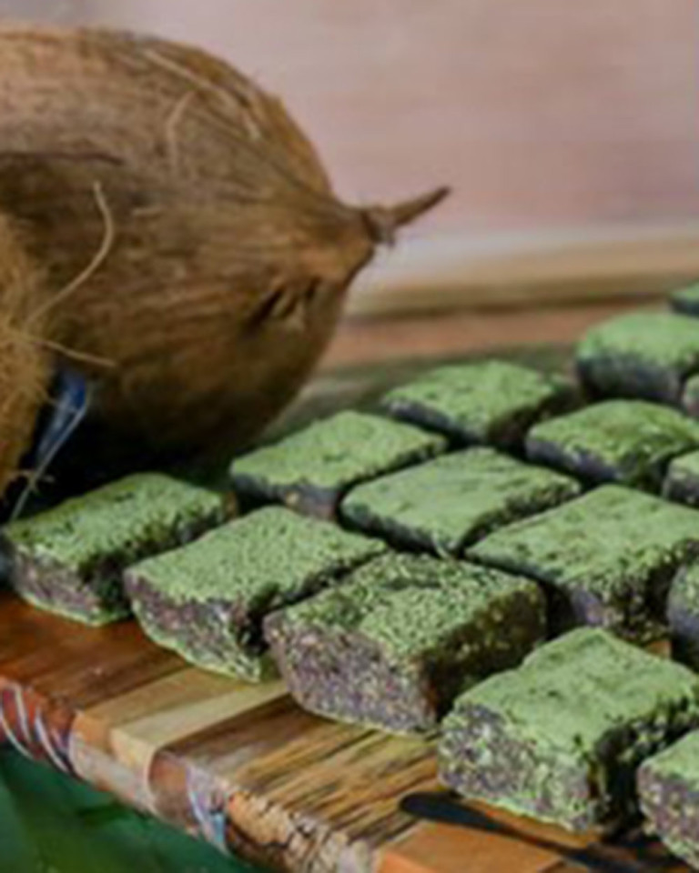 Raw cacao and matcha bars