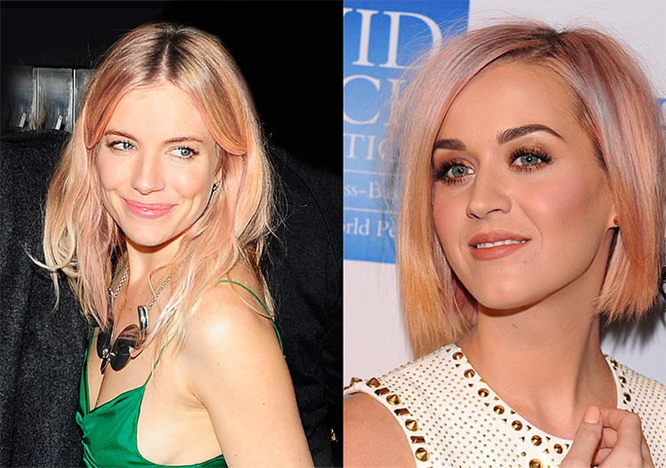 Rose tinted hair is the latest trend as seen on Sienna Miller and Katy Perry