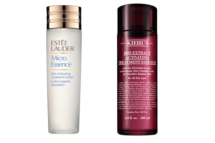 Estée Lauder Micro Essence Skin Activating Treatment Lotion and Kiehl’s Iris Extract Activating Treatment Essence