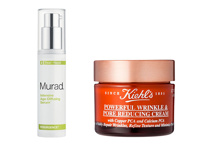 Murad Intensive Age-Diffusing Serum and Kiehl’s Powerful Wrinkle and Pore Reducing Cream