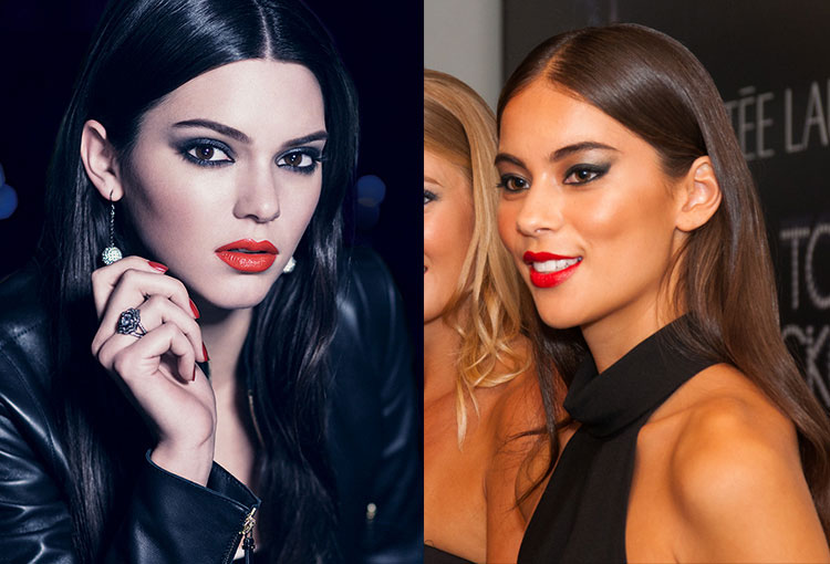 The Ultimate Knockout look as seen on Kendall Jenner (left) and our model Sakura, created by Estee Lauder's Victor Henao