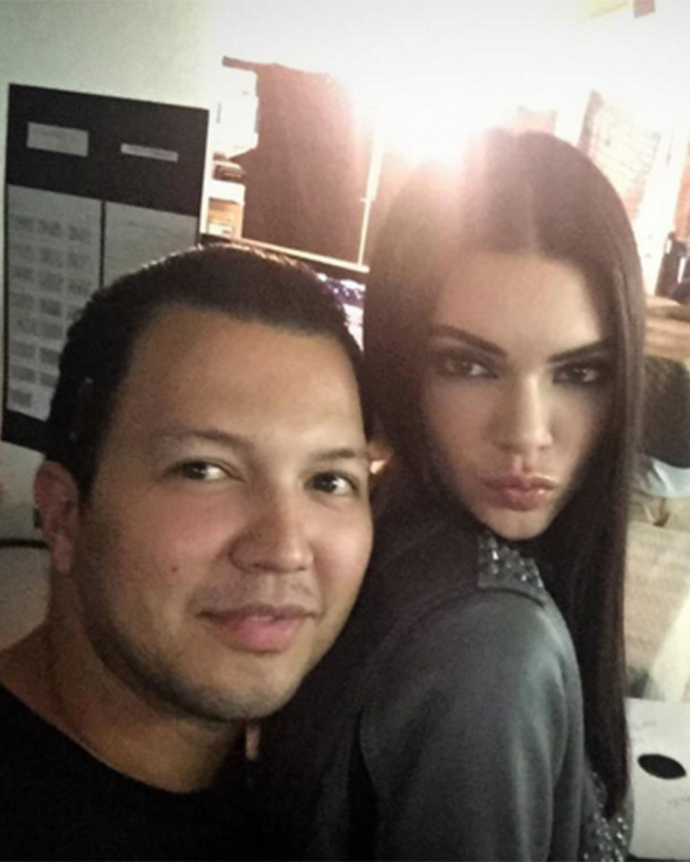 Estee Lauder makeup artist Victor Henao with Kendall Jenner