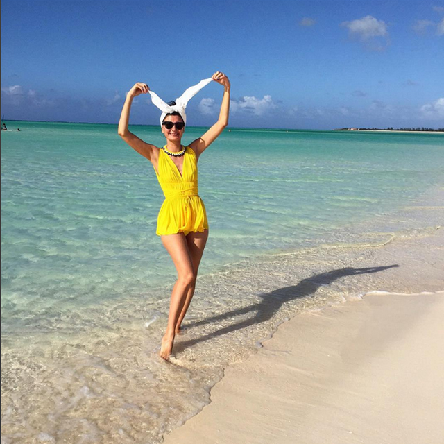 W magazine's fashion editor Giovanna Battaglia sent her love to her fans from a tropical destination. Not jealous at all.