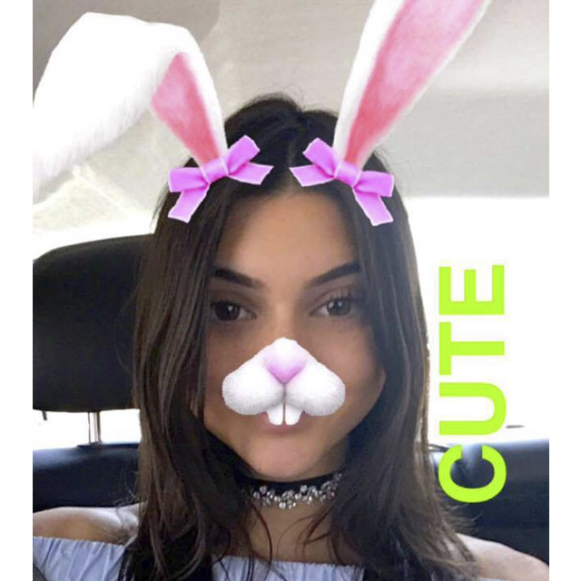 Kendall Jenner, who recently joined Snapchat, struck a cute pose as a Easter bunny on the social media app.