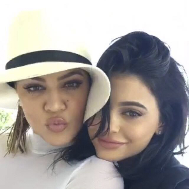 Khloe and Kylie pose for Kylie's Snapchat.