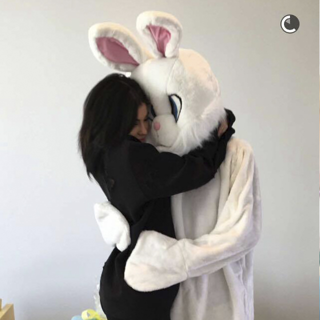 Kylie Jenner snuggles up to her Easter bunny-clad beau Tyga.