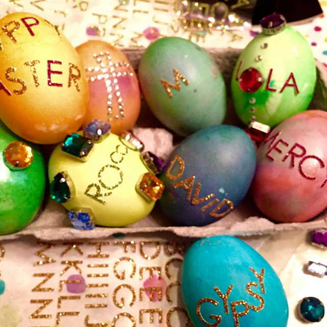 Madonna went all out for the holiday decorating her children's Easter eggs in colourful jewels, including one for her estranged son Rocco.