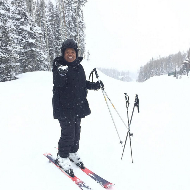 Oprah wished fans a Happy Easter, while spending the holiday skiing.