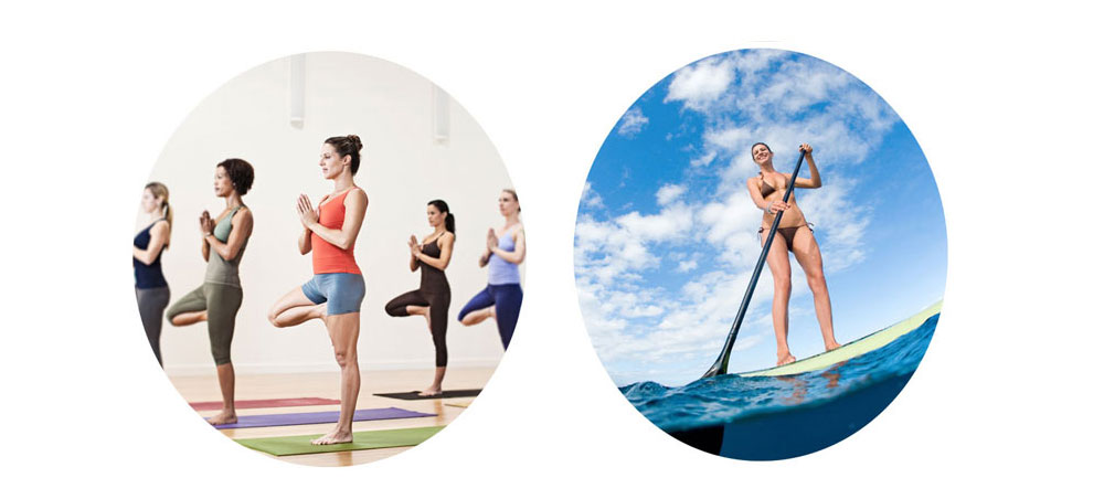 yoga and stand up paddleboarding
