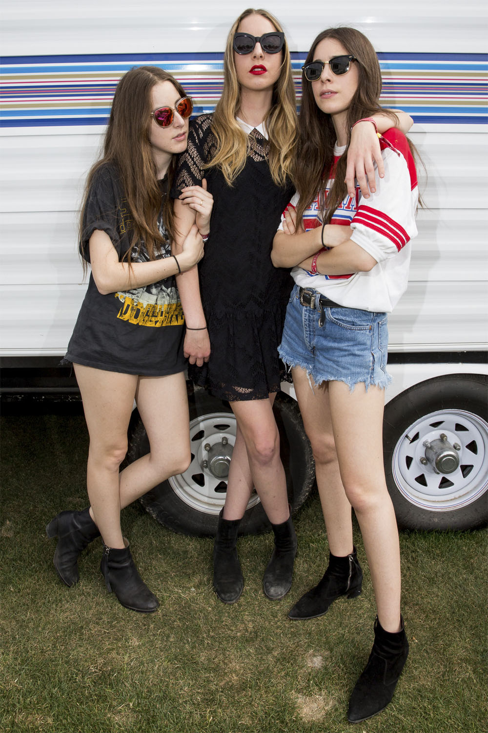 Coachella, 2014. Alana, Este and Danielle Haim of the band HAIM.