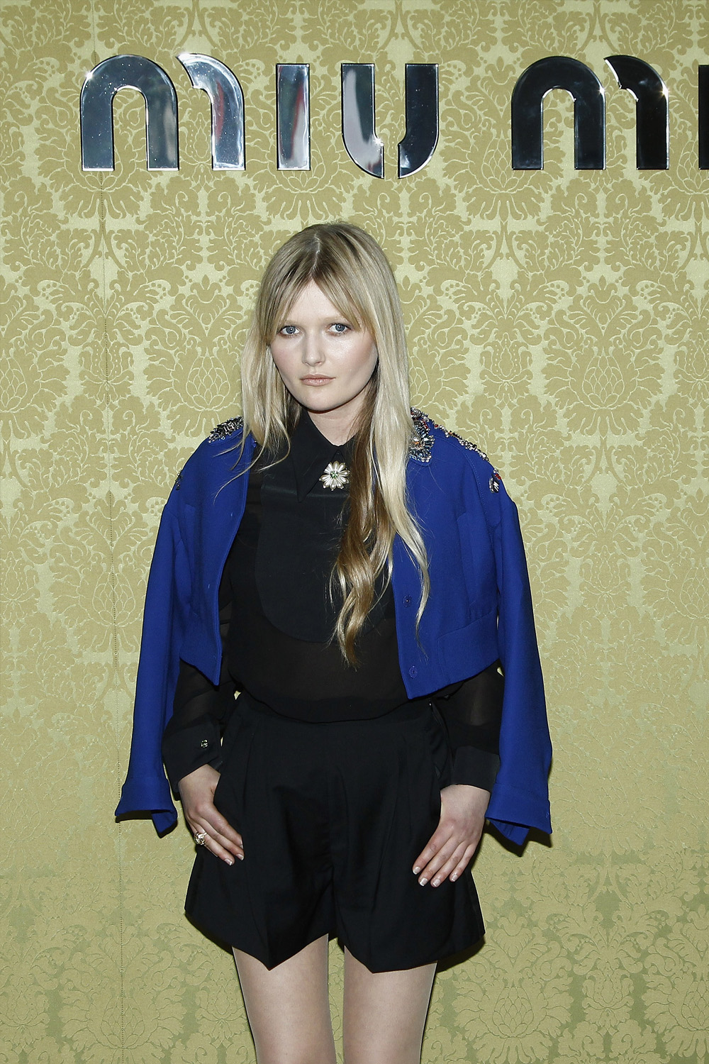 The Scottish beauty shows off he piercing blue eyes outside the Miu Miu Resort Collection show at the Palais d'Iena in Paris in 2014.