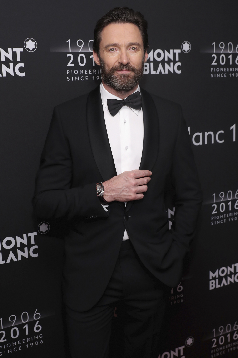 Montblanc 100th anniversiary gala. Australian actor Hugh Jackman looked daper in a black tux at the event.