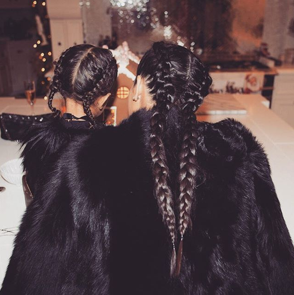 Matching braids with mommy, December 2015.