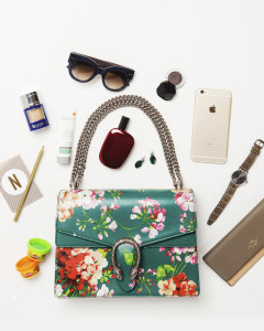 Left to Right: La Prairie Skin Caviar Concealer Foundation SPF15, $310. Environ hand & nail cream, $32. Notebook, $12, by Kikki K. PlayDoh, $9 for a pack of 15, from Farmers. Bottega Veneta sunglasses, $695, from Sunglass Bar. Comme des Garçons Floriental EDP 50ml, $158.Earrings, $179, by Swarovski. Bag, $3,140, by Gucci. Shiseido Shimmering Cream Eye Color in Shoyu, $49. iPhone 6 Plus, from $1,199, by Apple. IWC watch, $17,865, from Partridge Jewellers. Wallet, $340, by Coach.
