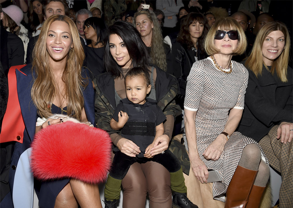 Front row with Aunty Bey, momma and Anna at Daddy's Yeezy Season 1 show at New York fashion week, February 2015.