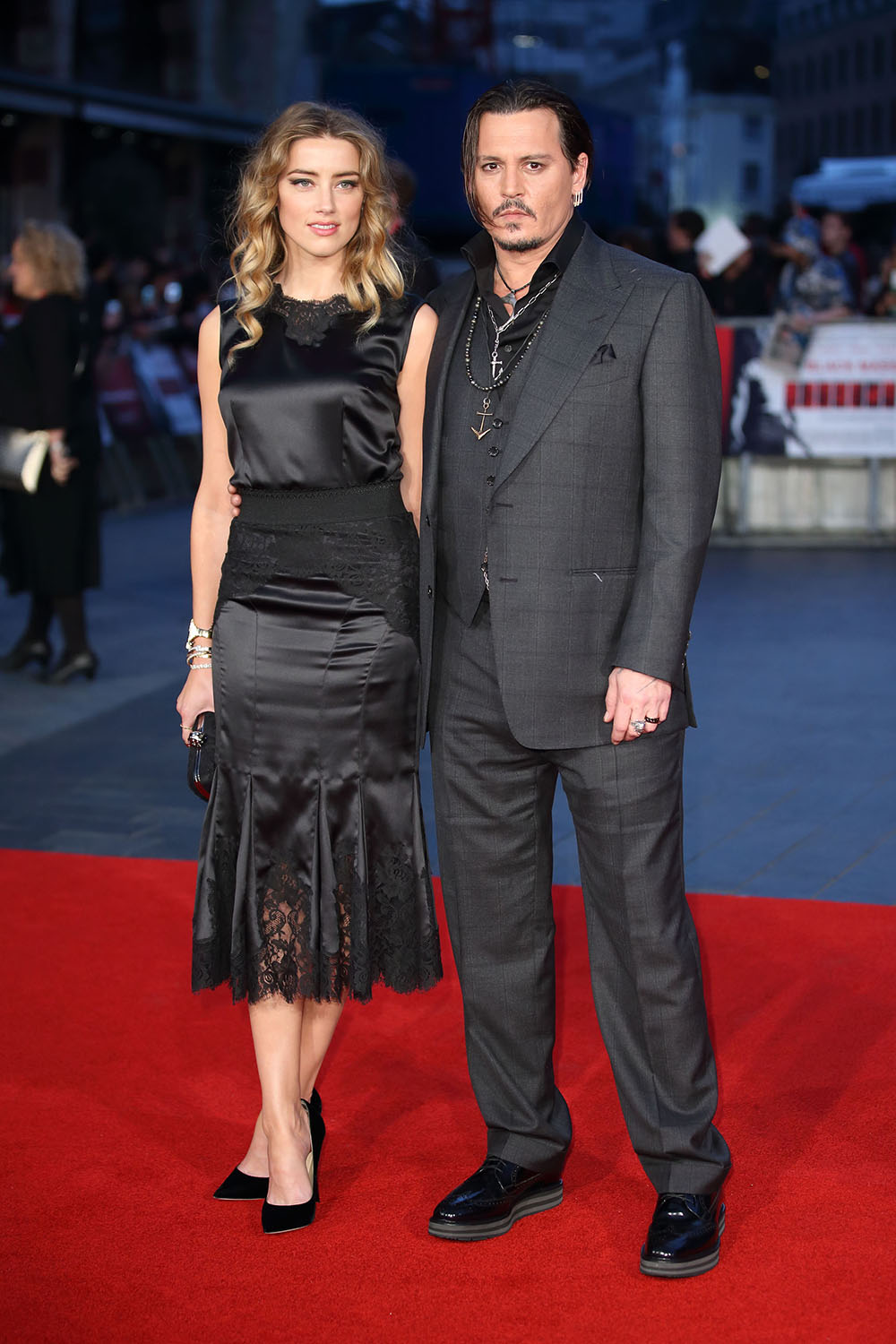 The couple ooze style in matching all black outfits at the London premiere of Johny's film Black Mass in October, 2015.