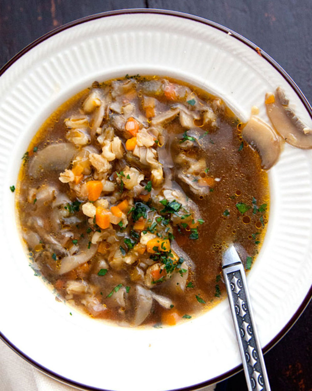 Mushroom barley soup Saveur